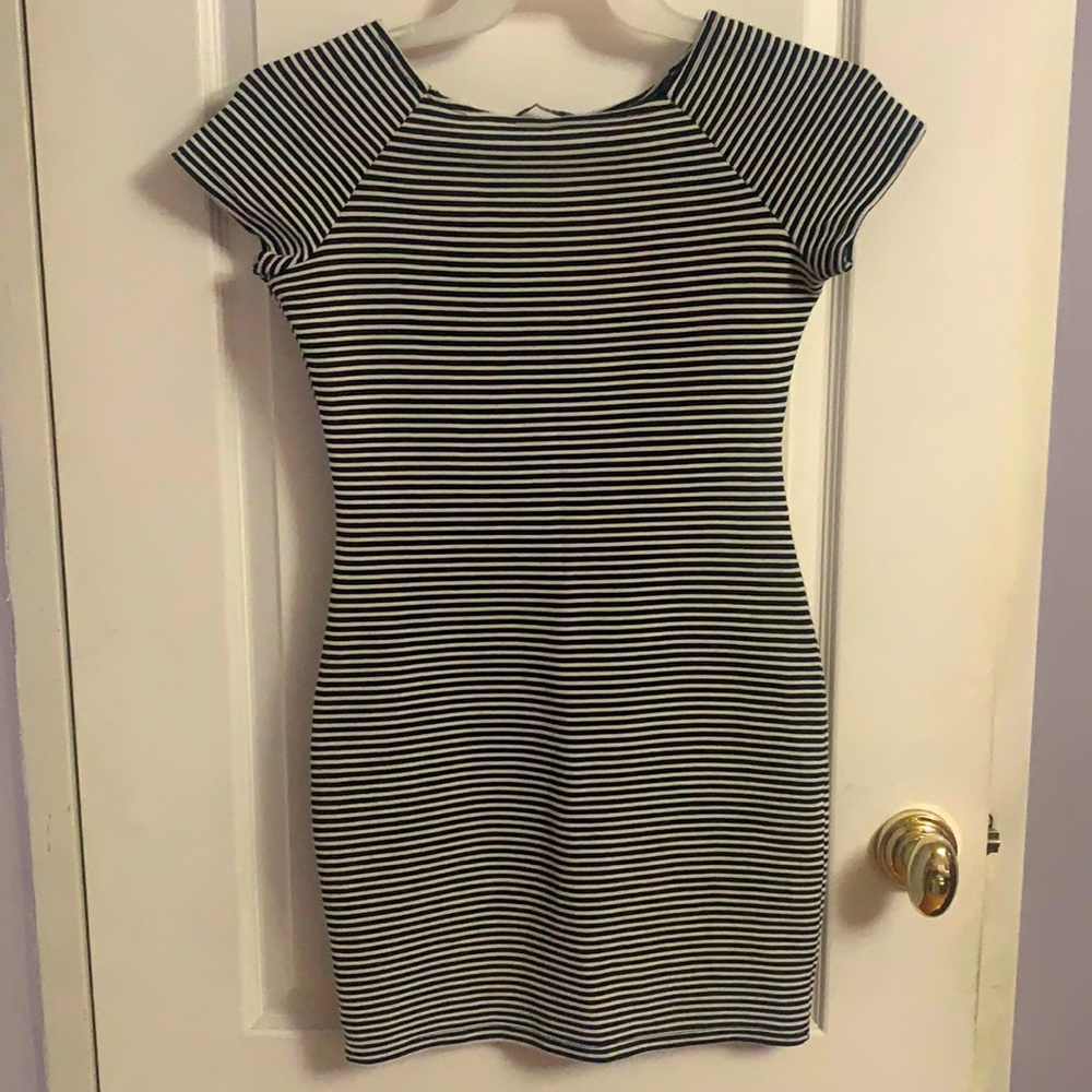 Mango black and white stripped dress